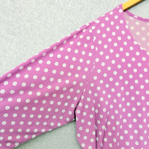 Susan Graver 3X Liquid Knit‎ Purple Polka Dot Stretch Flowy 3/4 Sleeve Tunic Top - Picture 4 of 6